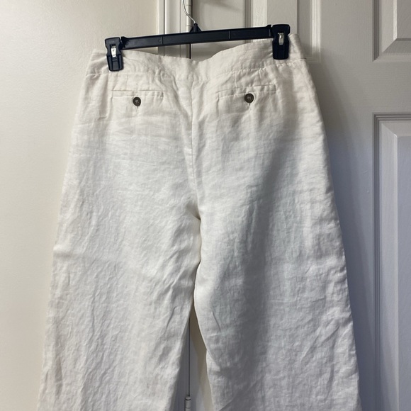 White Lenin, low rise, wide leg pants - Picture 5 of 5